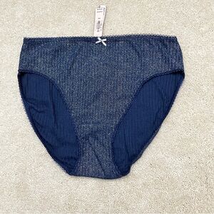 NWT Victoria's Secret Sexy Blue metallic Ribbed High Leg Brief Panties Medium m